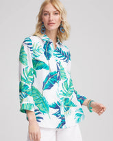 No Iron™ Palm Print Linen Shirt SEASPRAY - Chico's outlet
