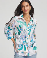No Iron™ Floral Linen Shirt PARADISO BLUE - Chico's outlet