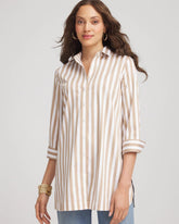 No Iron™ Neutral Striped Tunic CAFE AROMA - Chico's discount