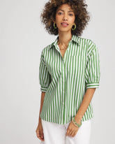 No Iron™ Short Striped Shirt SALTED LIME - Chico's sale