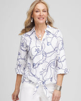 No Iron™ Seashell Tie-Front Top BLUE CASA - Chico's online