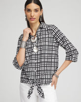 No Iron™ Plaid Tie-Front Top BLACK - Chico's for sale