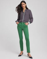 Girlfriend Fray Hem Ankle Jeans JARDIN GREEN - Chico's US