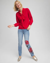 Placed Floral Girlfriend Slim Ankle Jeans POPPY INDIGO - Chico's online