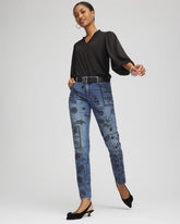 Mixed-Media Girlfriend Slim Ankle Jeans EMILIA INDIGO - Chico's outlet