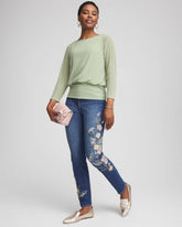 Appliqué Girlfriend Slim Ankle Jeans DRAGON ROAD INDIGO - Chico's sale