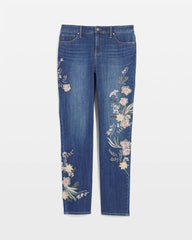 Appliqué Girlfriend Slim Ankle Jeans DRAGON ROAD INDIGO - Chico's sale