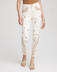Embellished Girlfriend Slim Ankle Jeans SEA SALT - Chico's discount