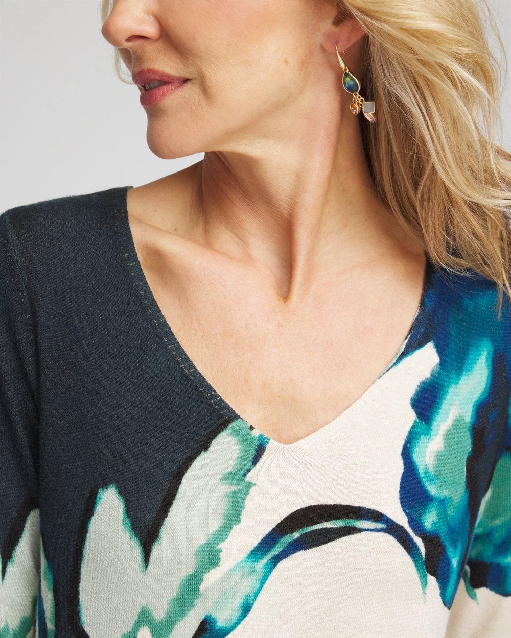 Ella Glacier V-Neck Pullover TEAL SHADOW - Chico's discount