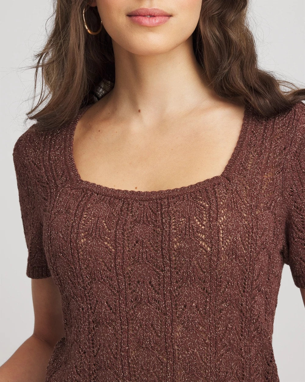 Pointelle Square-Neck Pullover Sweater CACAO - Chico's near me