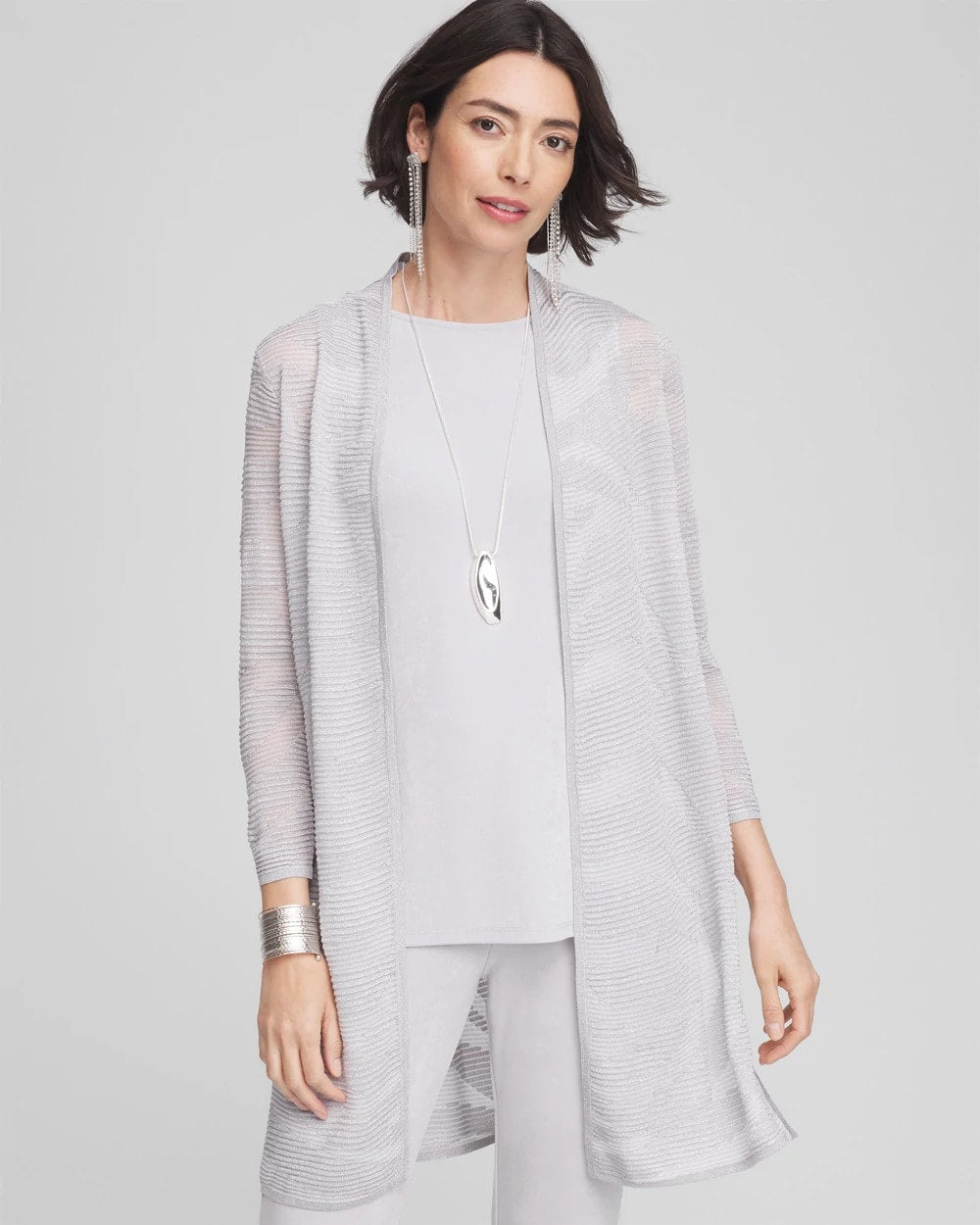 Travelers™ Zebra-Motif Metallic Cardigan DOVE GRAY - Chico's discount