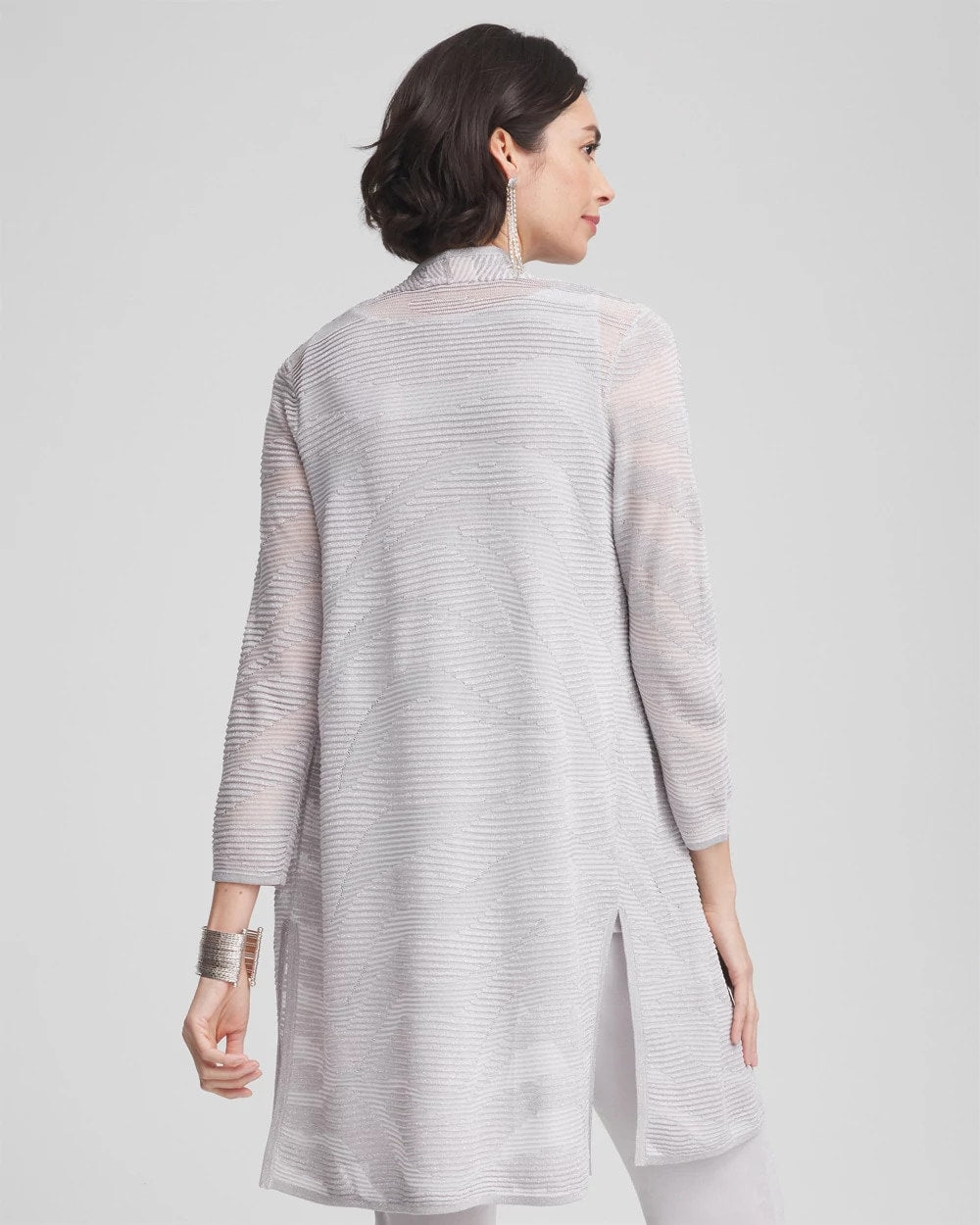 Travelers™ Zebra-Motif Metallic Cardigan DOVE GRAY - Chico's discount