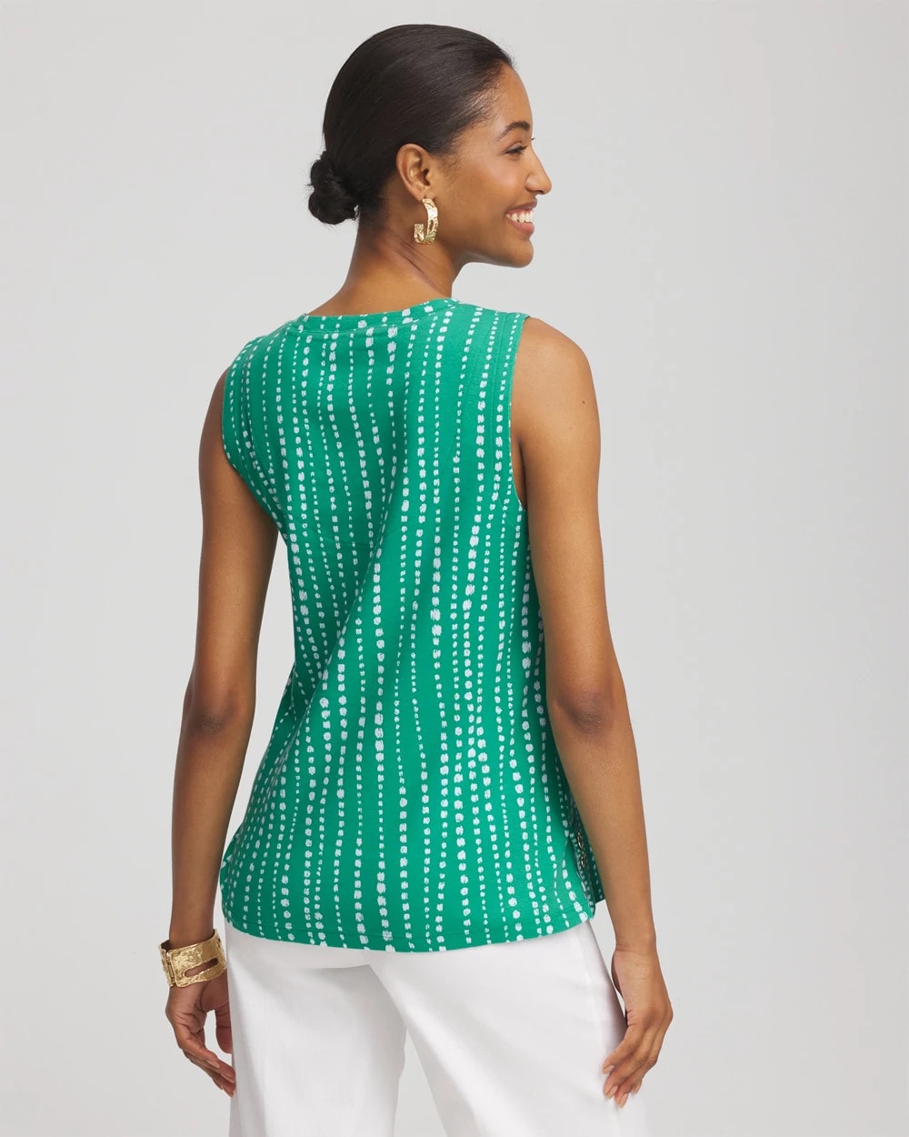 Polka-Dot Sleeveless V-Neck Tank EDEN GREEN - Chico's online