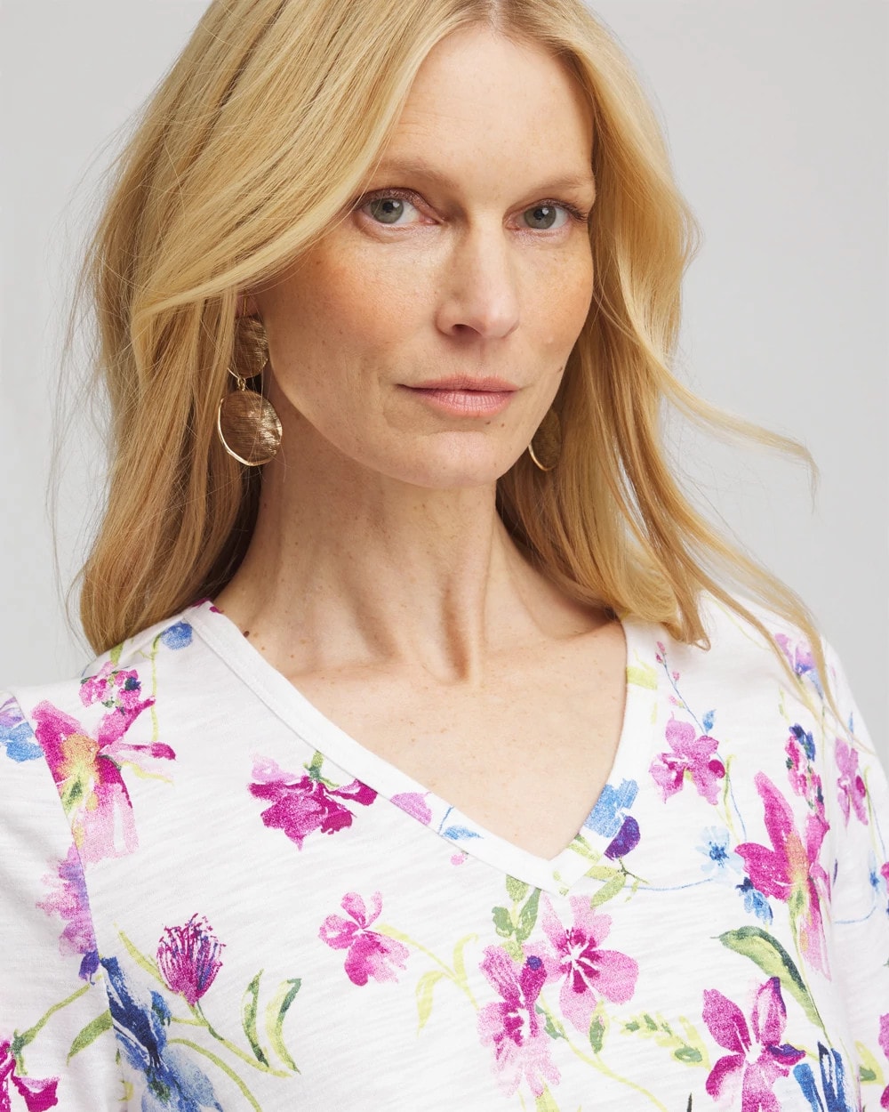 Wildflower Slub V-Neck Tee ALABASTER - Chico's sale