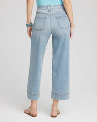 Pull-On Wide-Leg Cropped Jeans KIMANA INDIGO - Chico's online