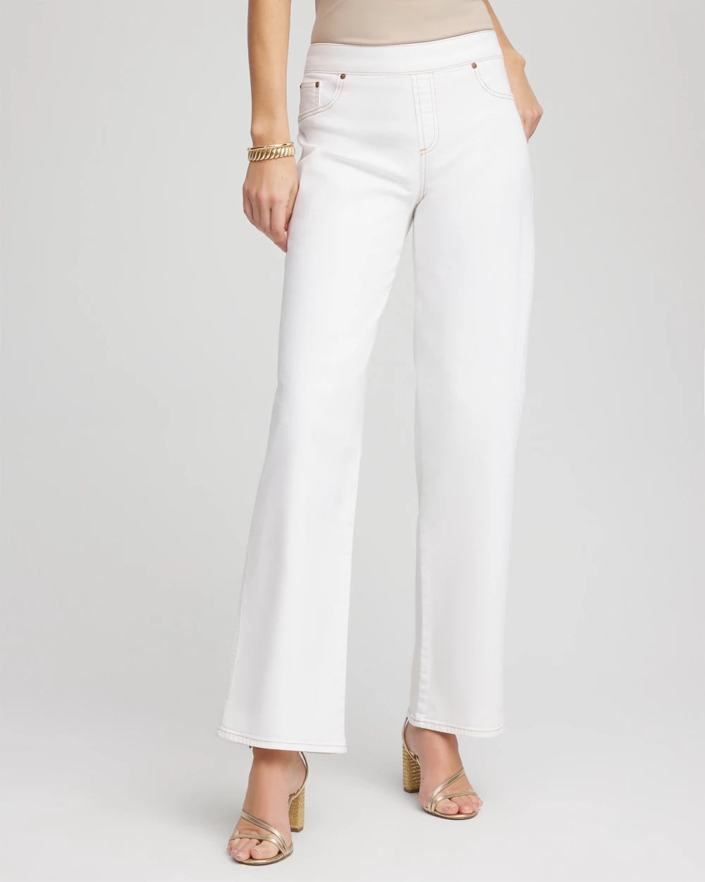 Petite Seeded Pull-On Wide-Leg Jeans NATURAL SEEDED - Chico's US