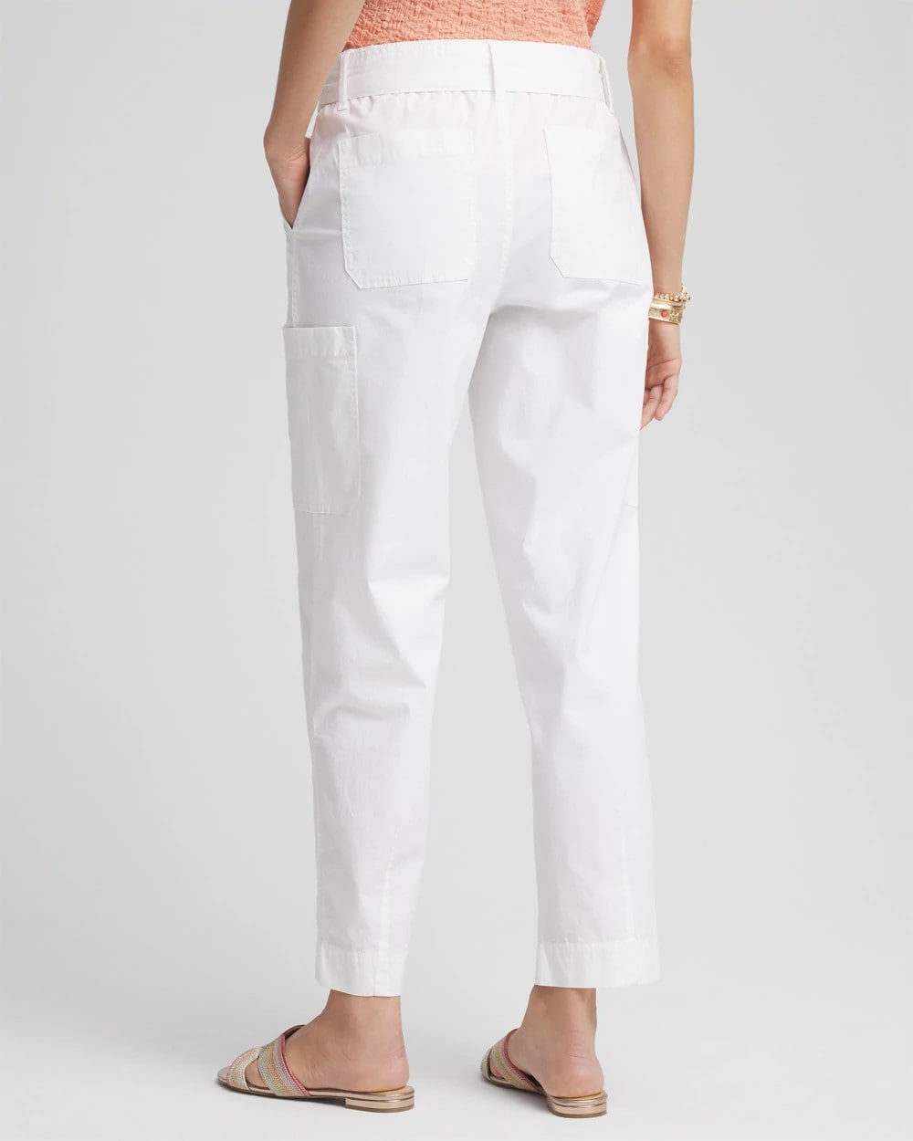 Poplin Pull-On Tapered-Leg Cropped Pants ALABASTER - Chico's sale