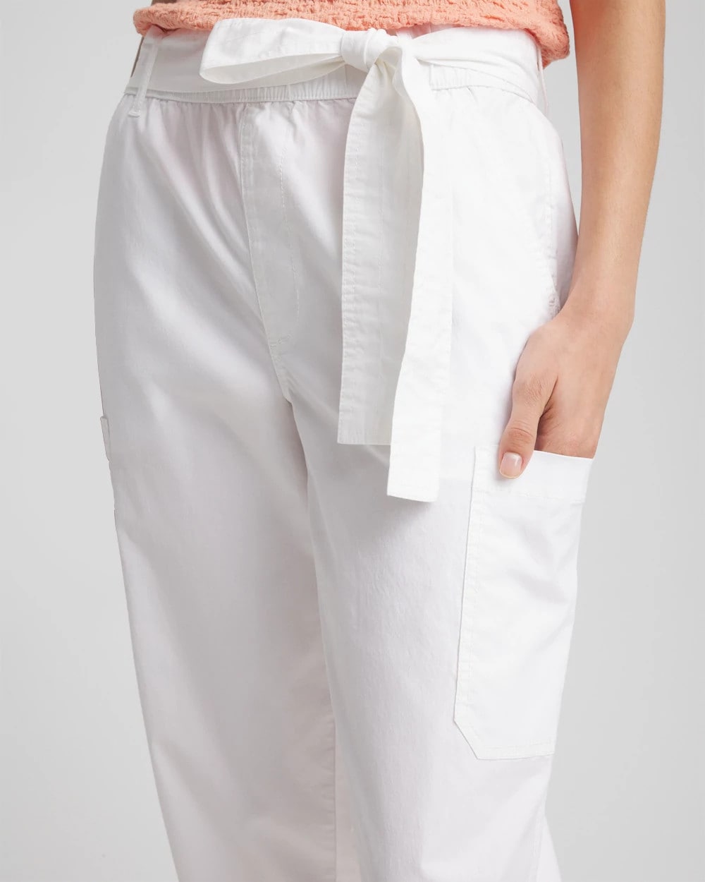 Poplin Pull-On Tapered-Leg Cropped Pants ALABASTER - Chico's sale