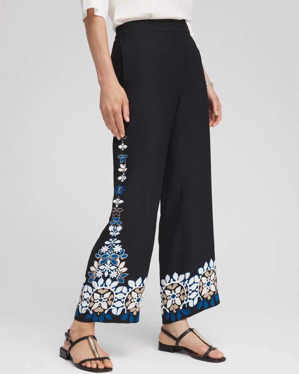 Placed Floral Print Soft Cropped Pants BLACK - Chico's online