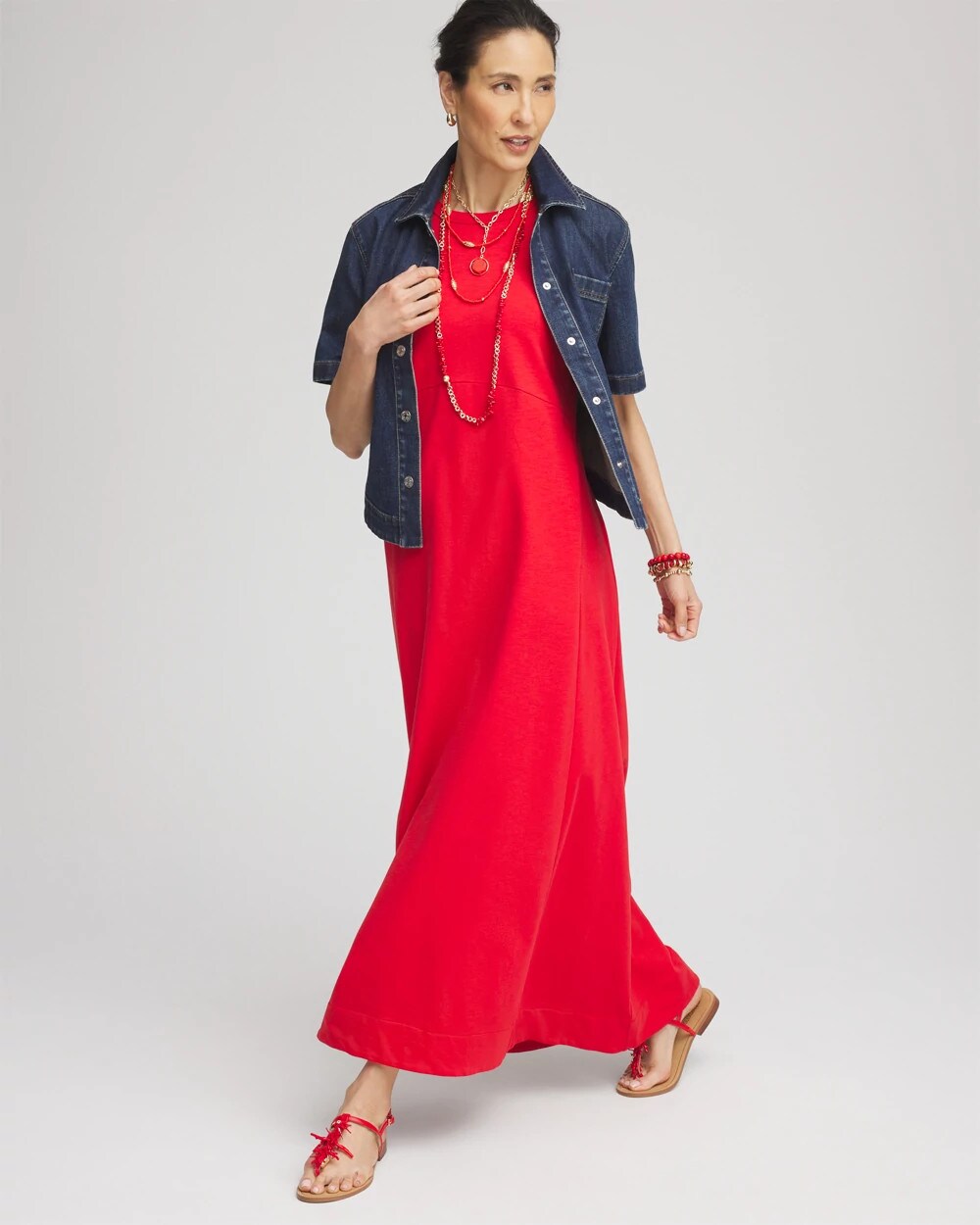 Sleeveless Midi Tank Dress RED GLOW - Chico's discount