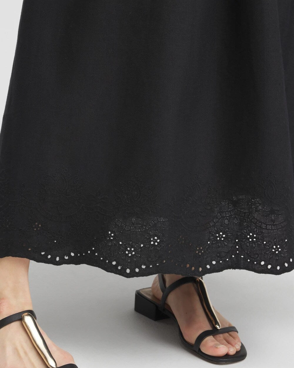 Linen Embroidered Scallop Hem Skirt BLACK - Chico's discount