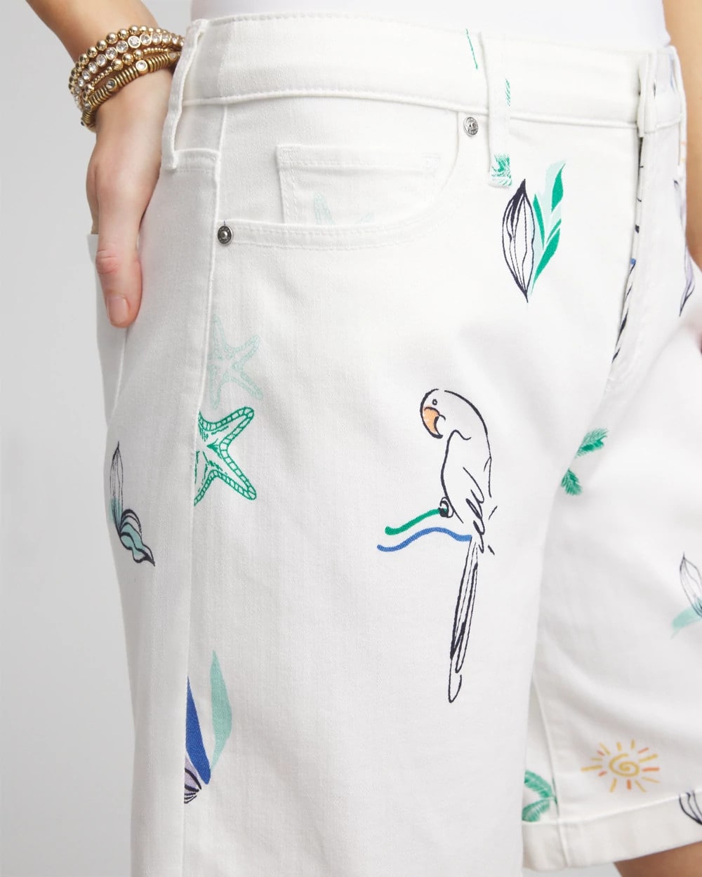 Girlfriend Cuffed Swing Denim Shorts ALABASTER - Chico's online