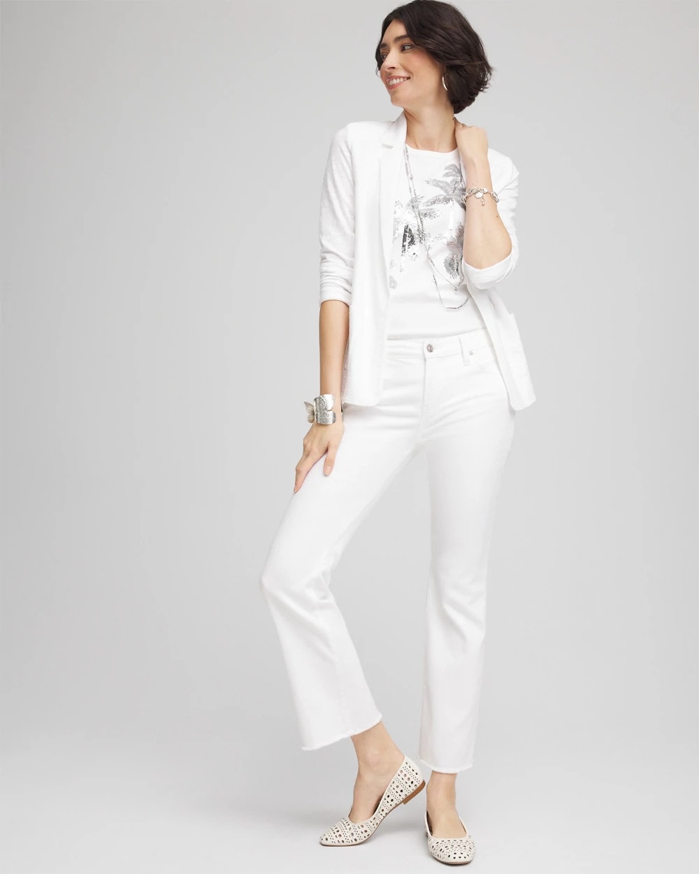 Petite No Stain Girlfriend Fray Hem Kick Flare Jeans ALABASTER - Chico's near me