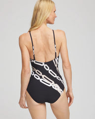 Gottex High Neck Halter Top Swimsuit BLACK/NATURAL CREAM - Chico's near me