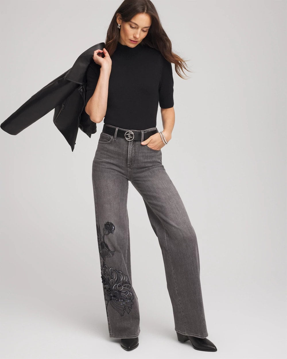 Cashmere Elbow-Sleeve Sweater BLACK - Chico's for sale