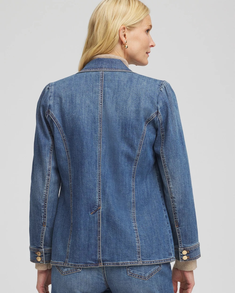 Pearl Brooch Denim Blazer KIRUNA INDIGO - Chico's for sale