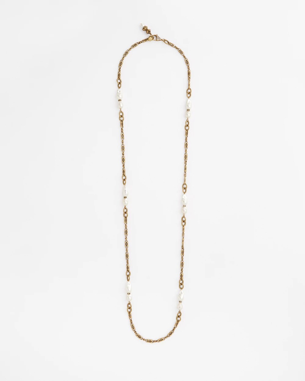 Single Strand Modern Pearl Necklace WHITE/GOLD - Chico's sale