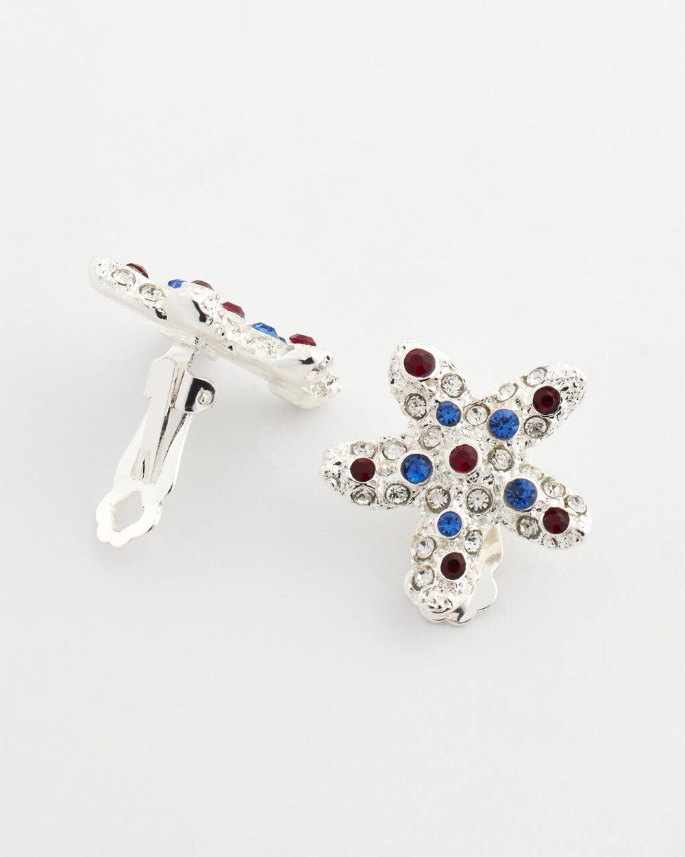 Red White & Blue Starfish Clip-On Earrings SILVER - Chico's outlet