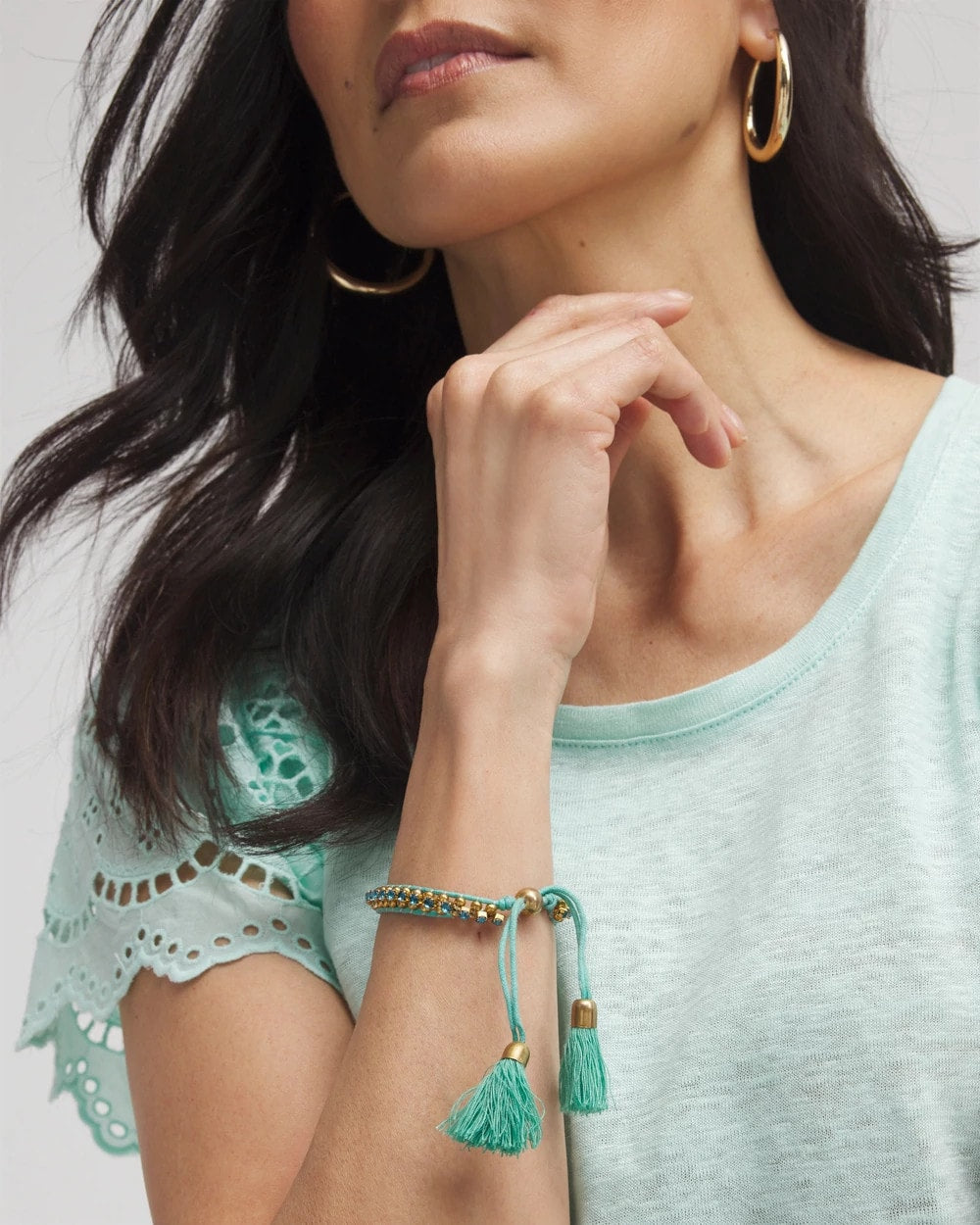 Adjustable Thread Wrapped Bracelet TURQUOISE - Chico's outlet