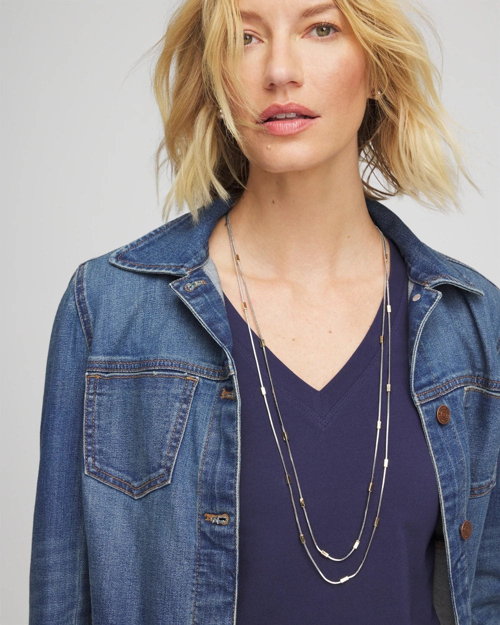 Mixed Metal Double Strand Necklace MIXED METALS - Chico's sale