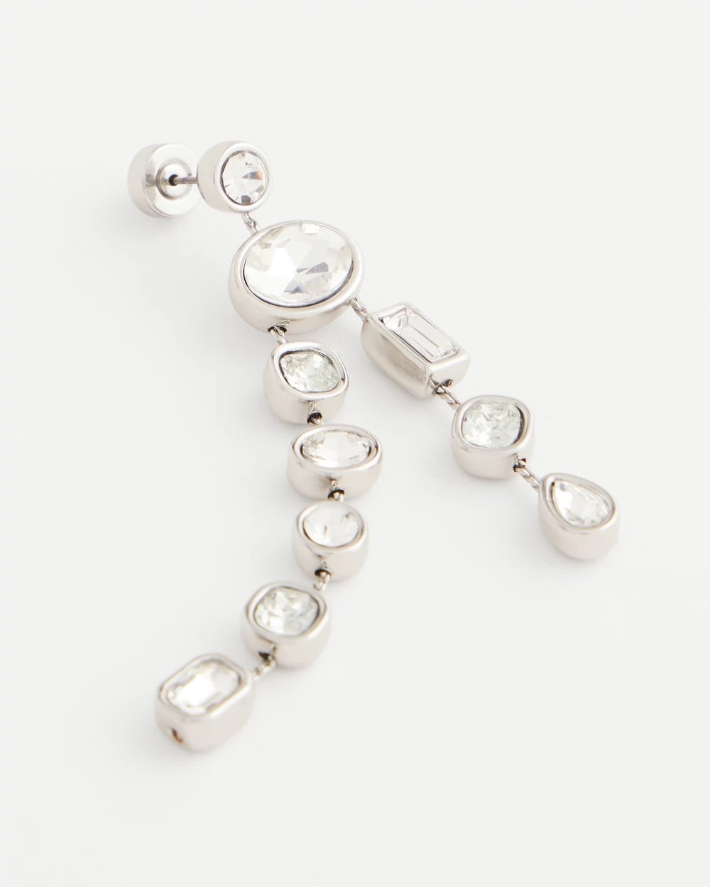 Bezel Set Linear Silvertone Earrings SILVER - Chico's sale