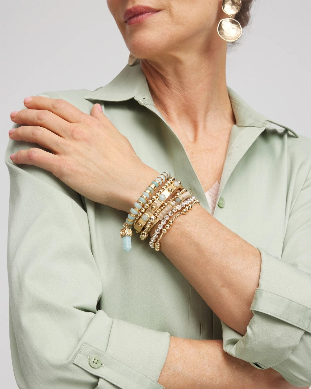 Gold-tone Small Bead Stretch Bracelet  - Chico's outlet