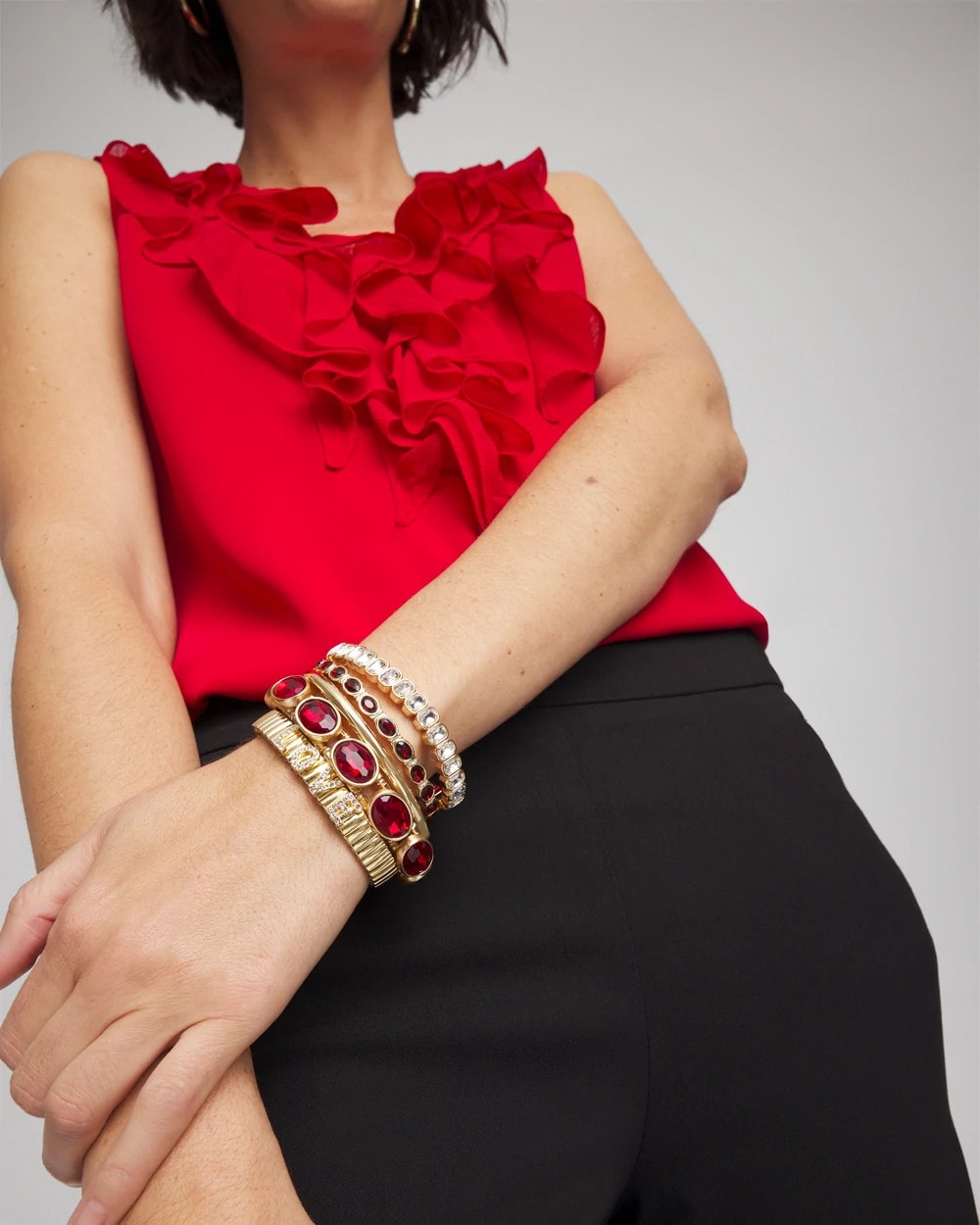 Gold Bezel Set Stretch Tennis Bracelet GOLD - Chico's sale