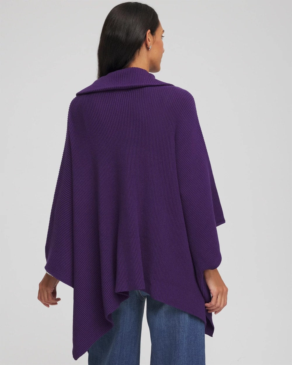 Rhinestone Zip-Collar Sweater Poncho PURPLE ELIXIR - Chico's online