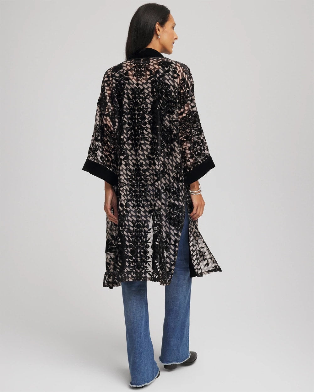 Art Deco Burnout Kimono BLACK - Chico's for sale