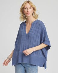 Open-Knit Splitneck Poncho BLUE LOTUS - Chico's sale