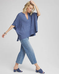 Open-Knit Splitneck Poncho BLUE LOTUS - Chico's sale