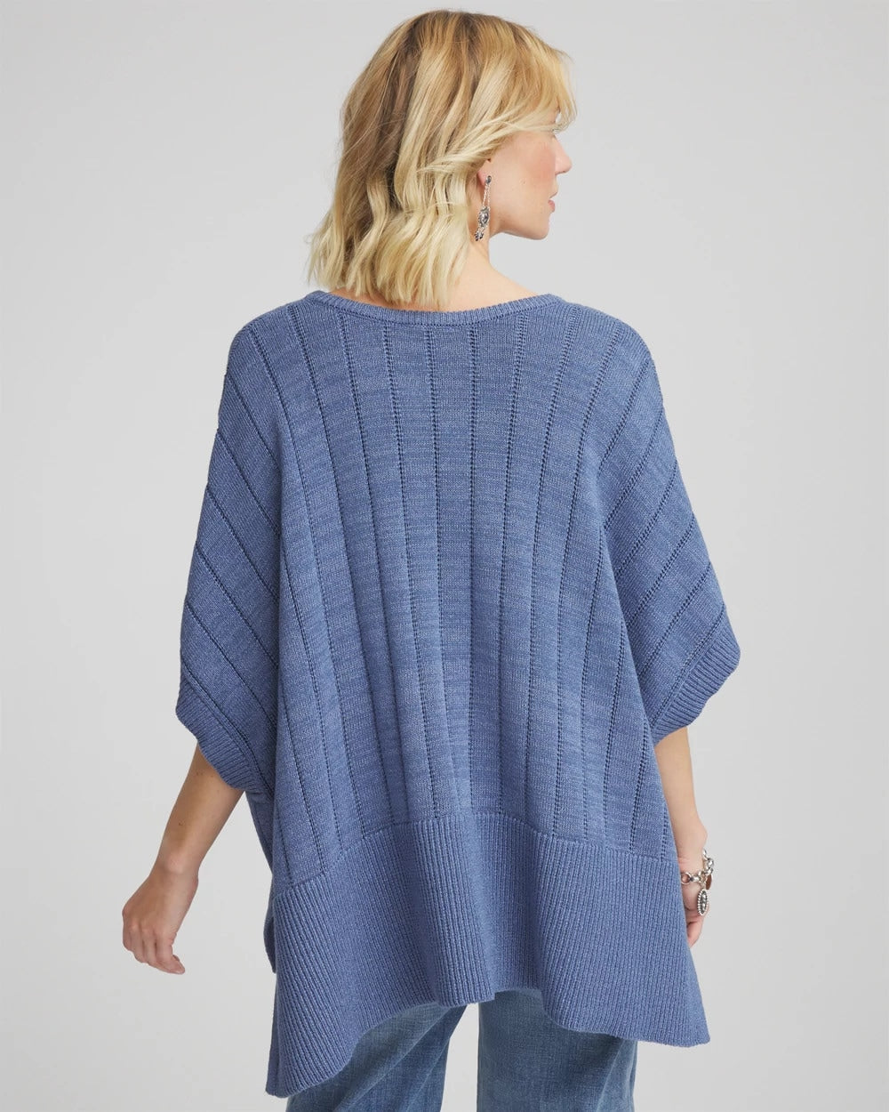 Open-Knit Splitneck Poncho BLUE LOTUS - Chico's sale