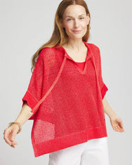 Sequin Open Knit Poncho RED GLOW - Chico's online