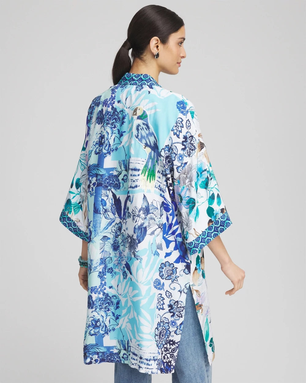 Island Motif Long Kimono TEAL WATERS - Chico's US