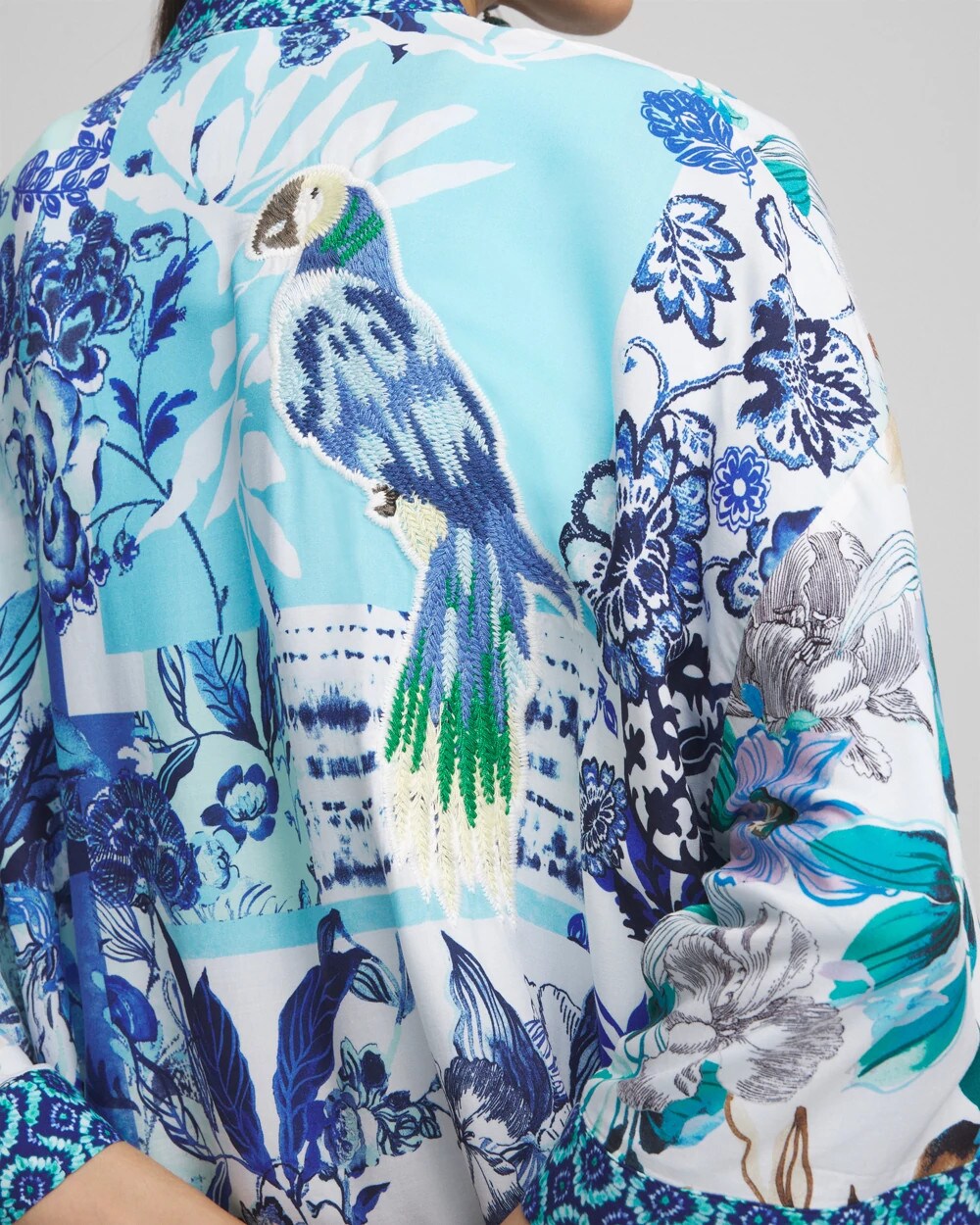 Island Motif Long Kimono TEAL WATERS - Chico's US