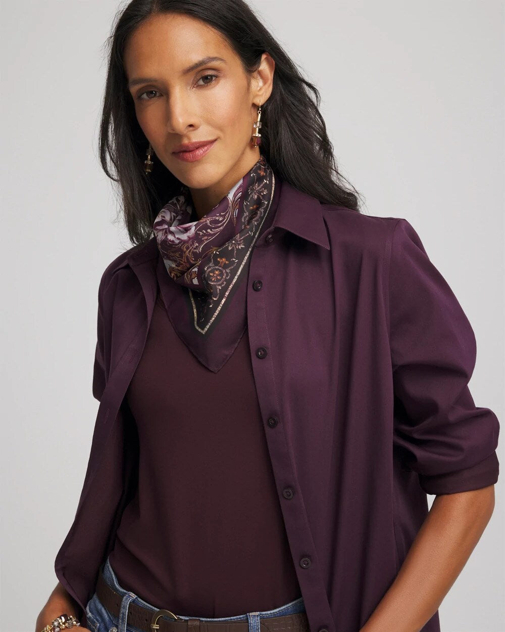 Frosty Floral Square Neckerchief Scarf BLACK - Chico's sale