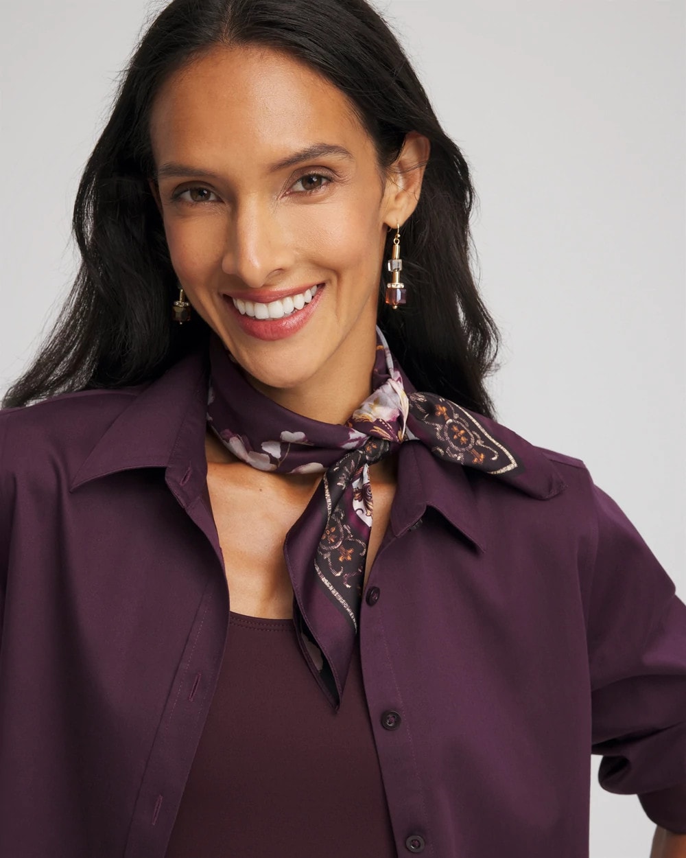 Frosty Floral Square Neckerchief Scarf BLACK - Chico's sale