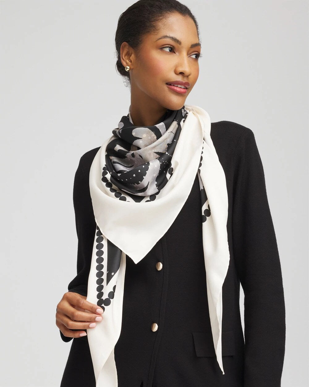 Printed Triangle Neckerchief Scarf BLACK - Chico's outlet