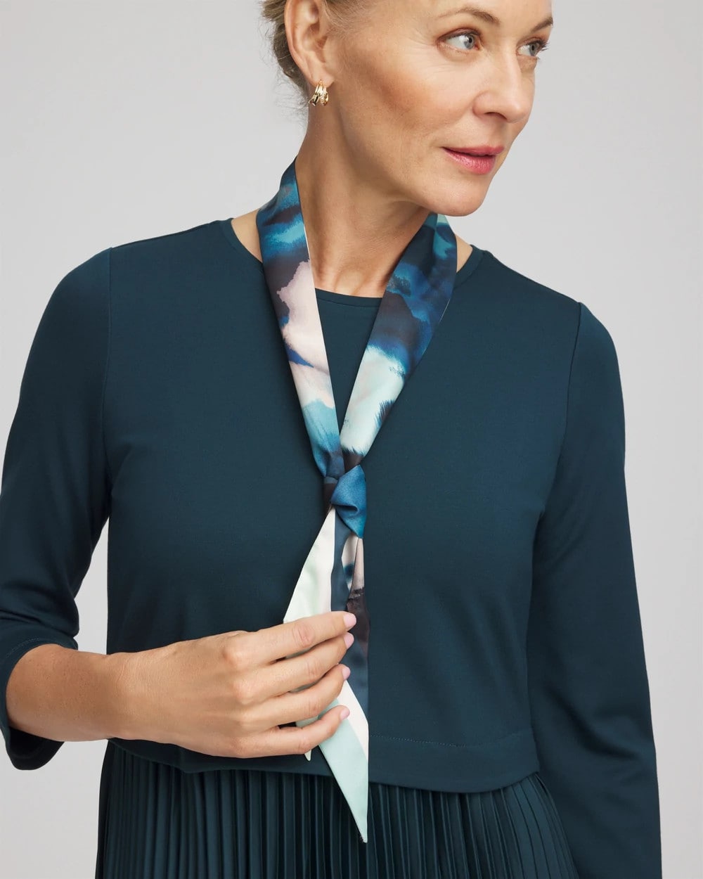 Skylight Double-Sided Skinny Scarf TEAL SHADOW - Chico's sale