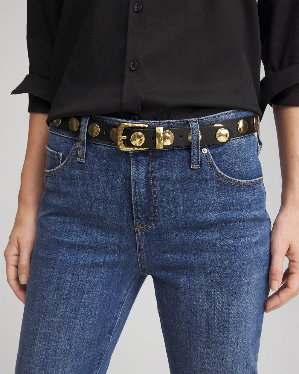 Studded Faux Leather Trouser Belt BLACK - Chico's sale